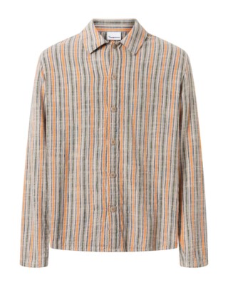 Loose Woven Striped Overshirt M