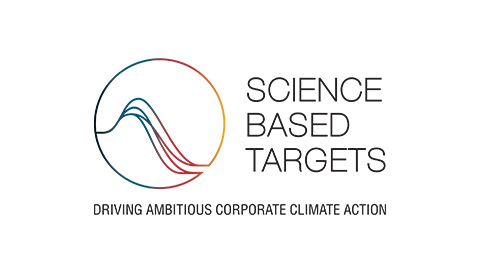Science Based Targets-logotyp med texten "Driving Ambitious Corporate Climate Action" på vit bakgrund