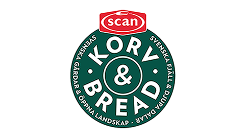 Scan korv och bread logotyp, grön och röd design, svensk mat, hållbara svenska råvaror
