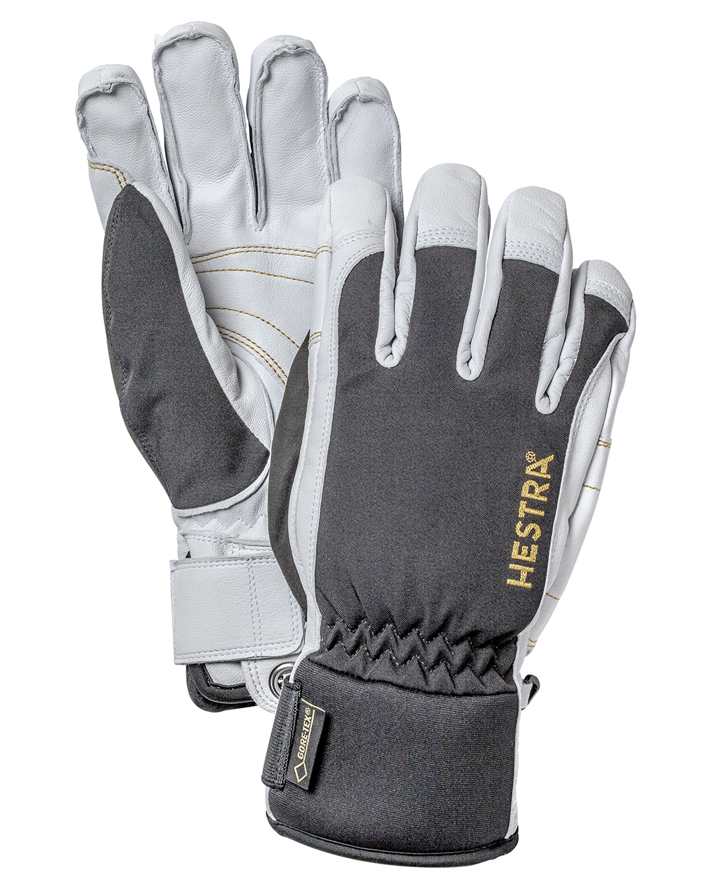 Hestra Army Leather Gore-Tex Short - 5 Finger Black/Off White (Storlek 8)