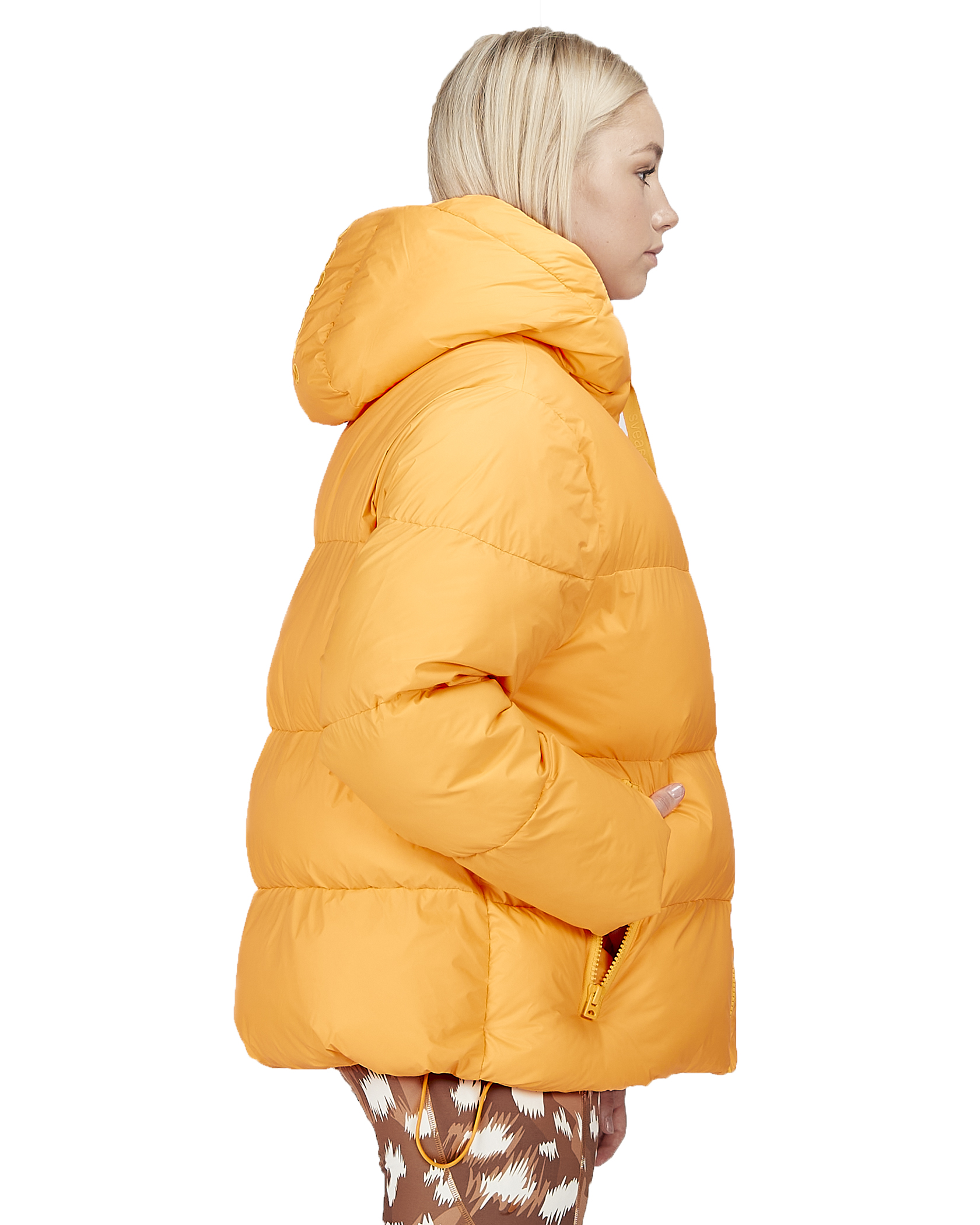 Short Padded Hood Jacket W Vivid Orange