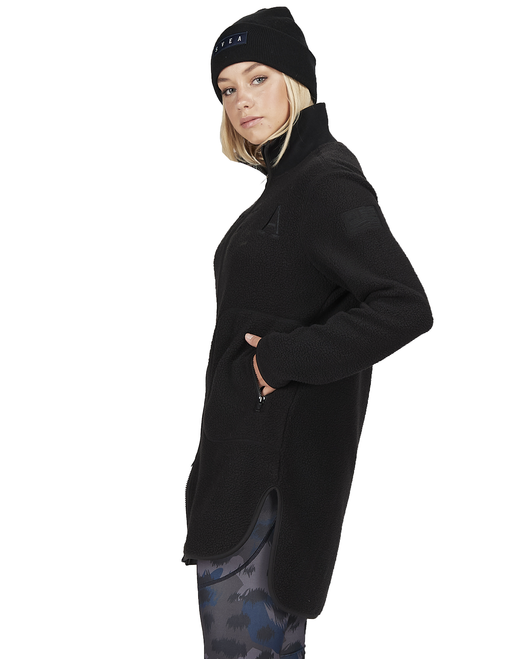 Svea Long Pile Zip Sweat W Black
