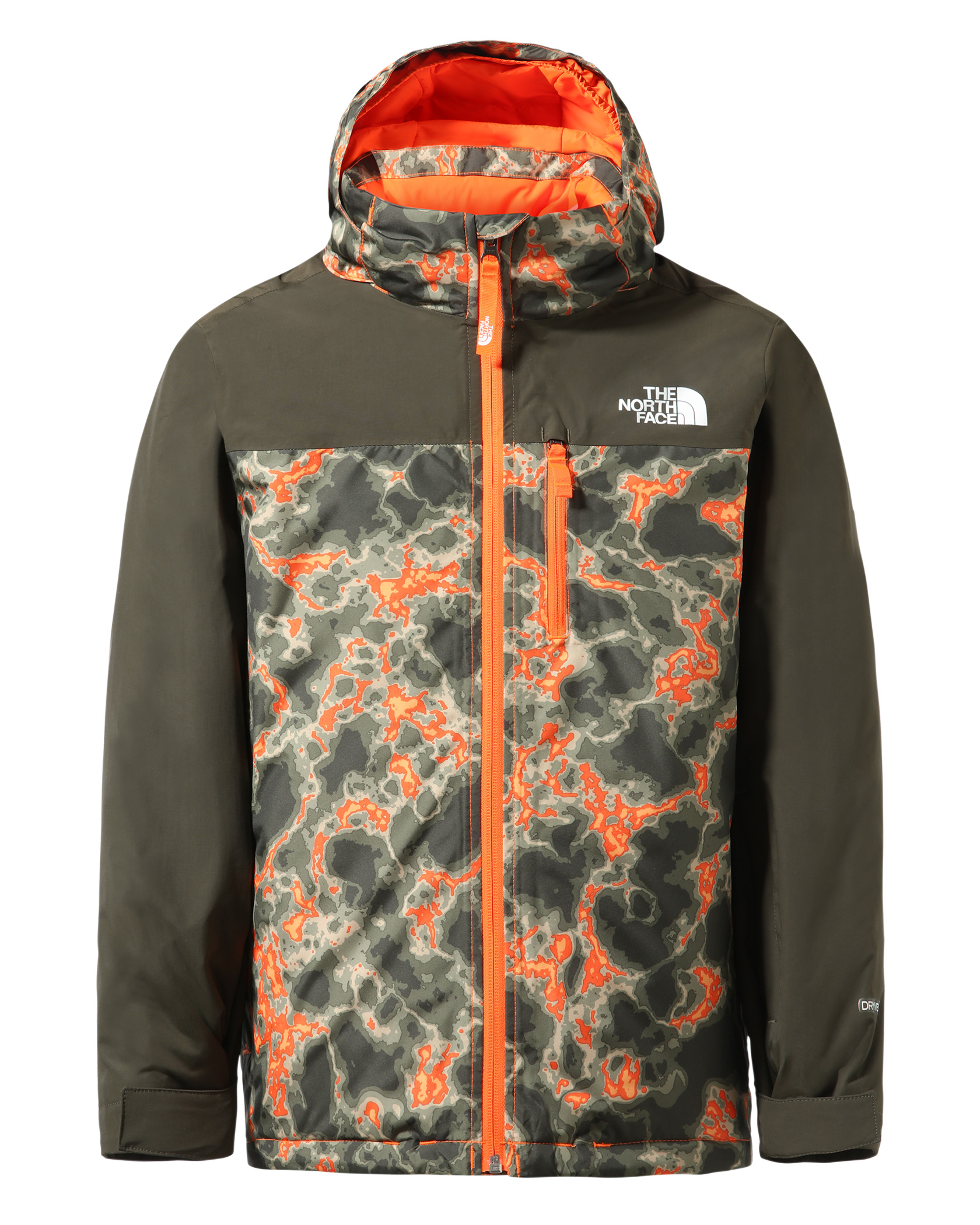The North Face Snowquest Plus Jacket JR Power Orange Marble Camo Print (Storlek L)