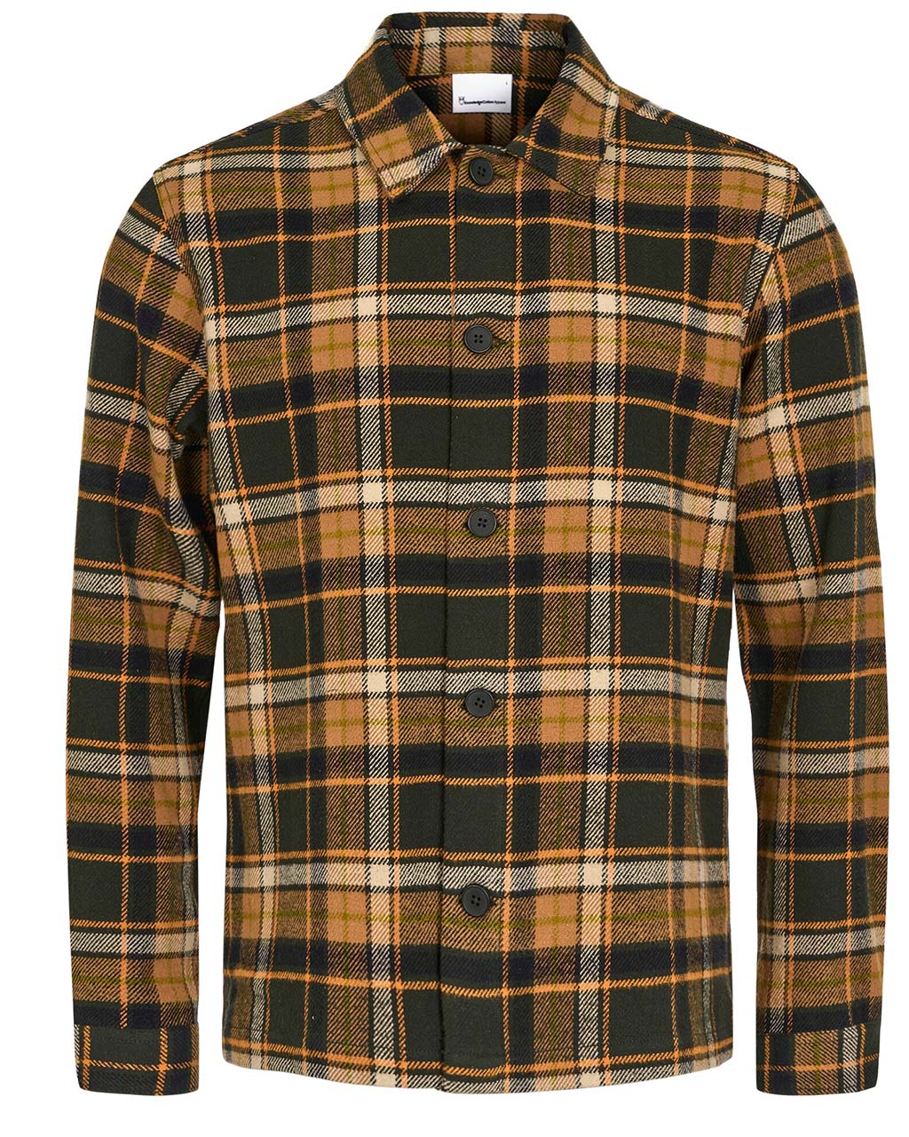 Knowledge Cotton Big Checked Heavy Flannel Overshirt M Forrest Night (Storlek XL)