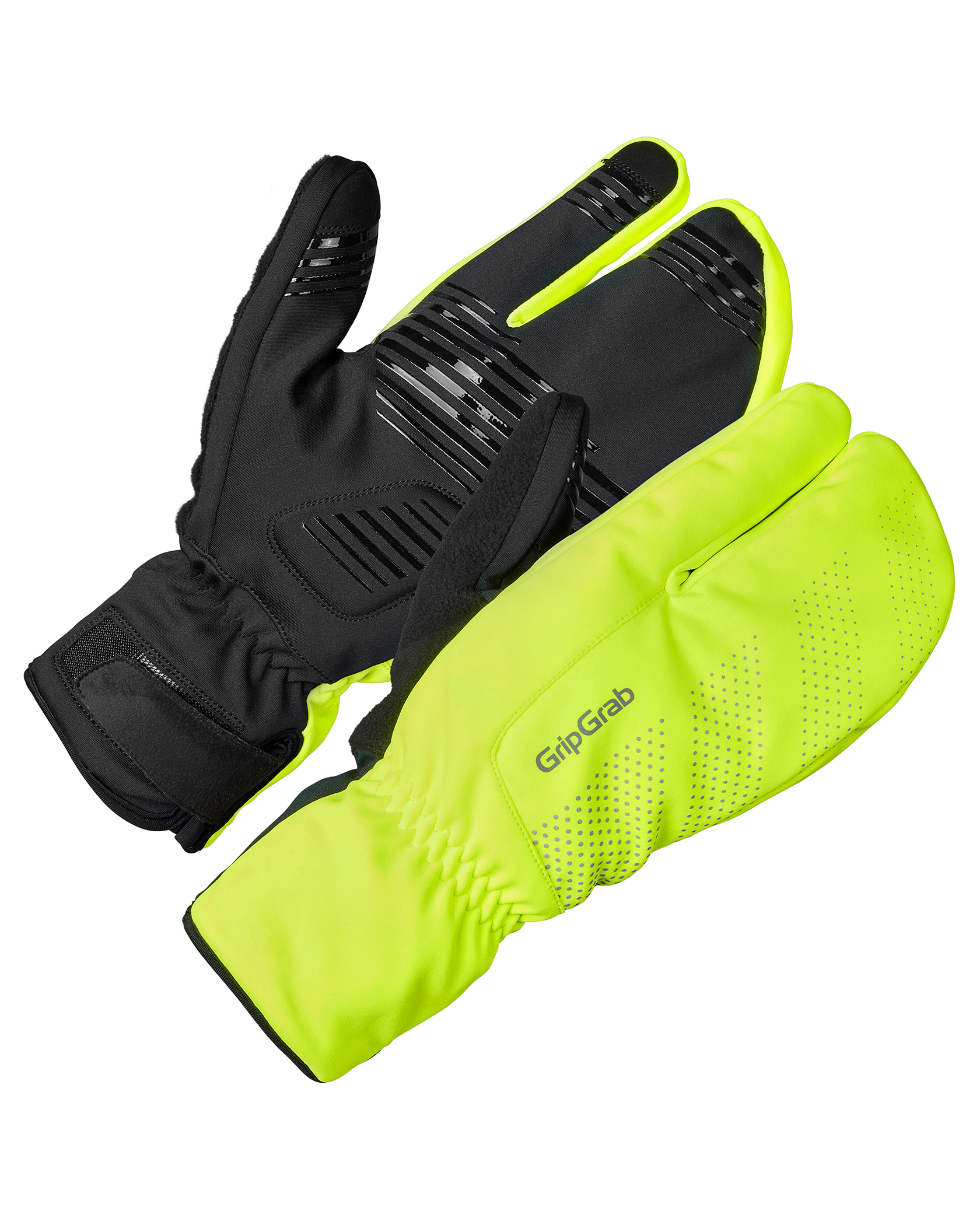 GripGrab Ride Windproof Deep Winter Lobster Gloves Yellow Hi-Vis (Storlek M)