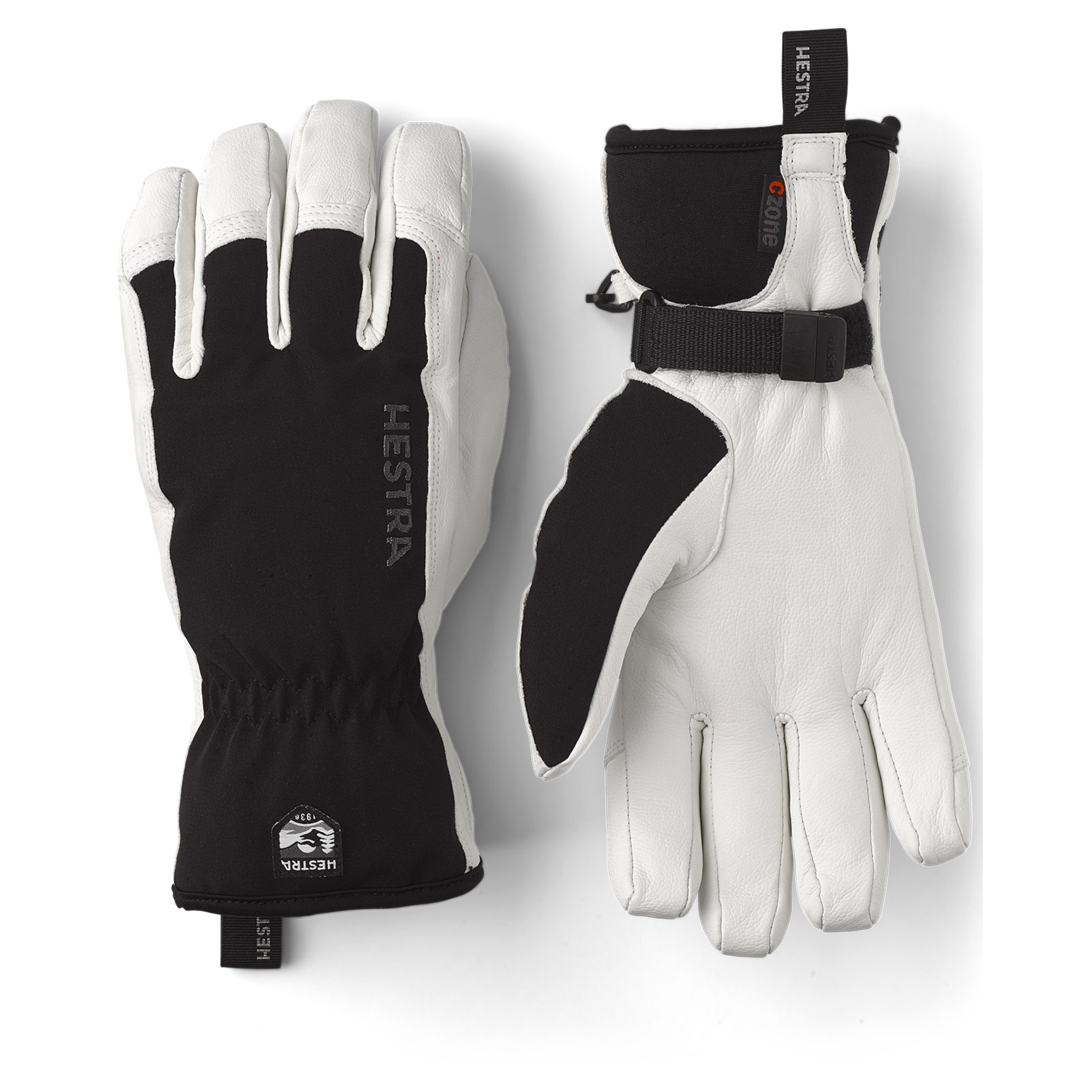 Hestra Army Leather Soft Shell Short 5 finger Black/White