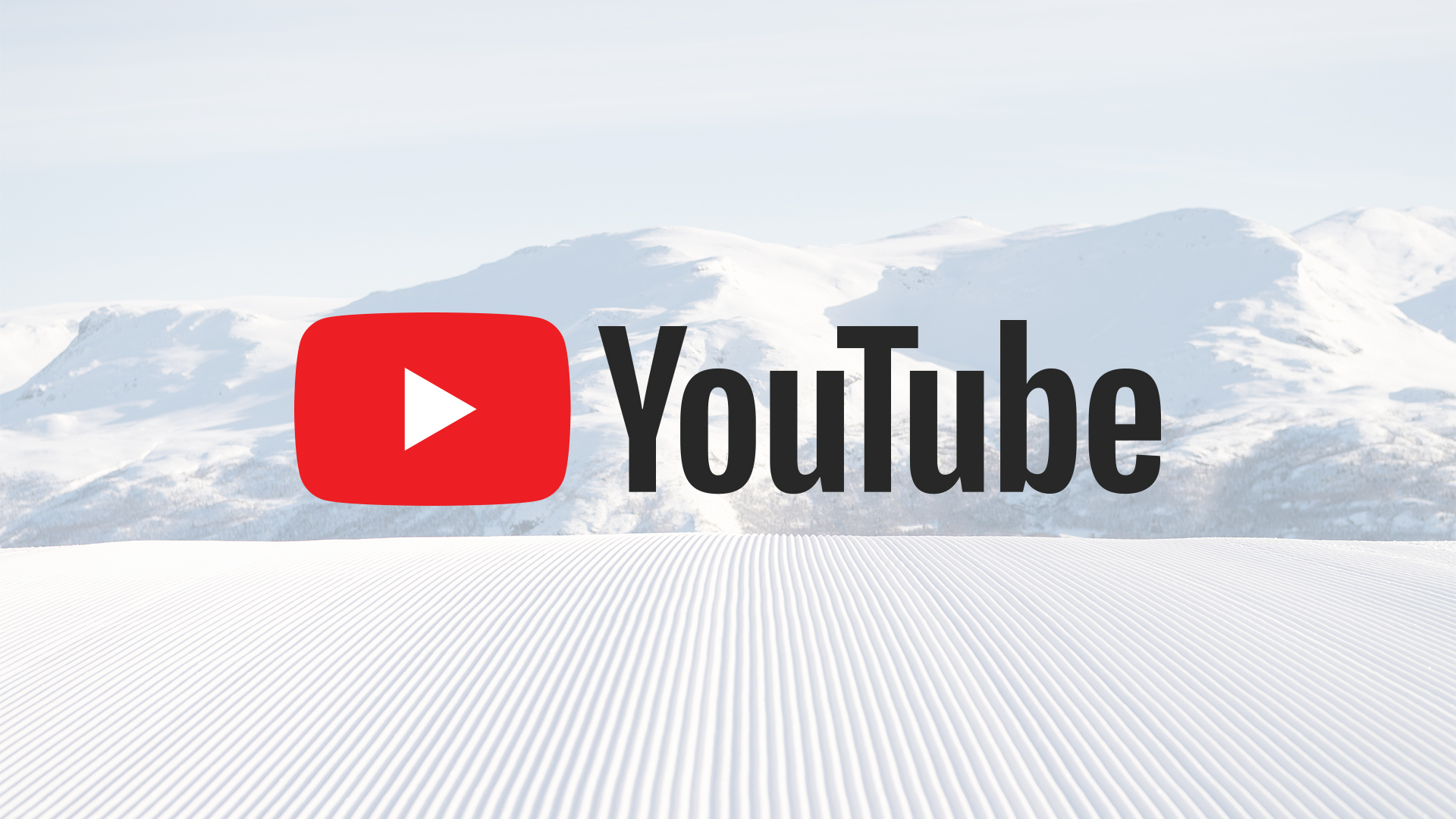 YouTube-logotypen mot en bakgrund av snöklädda berg