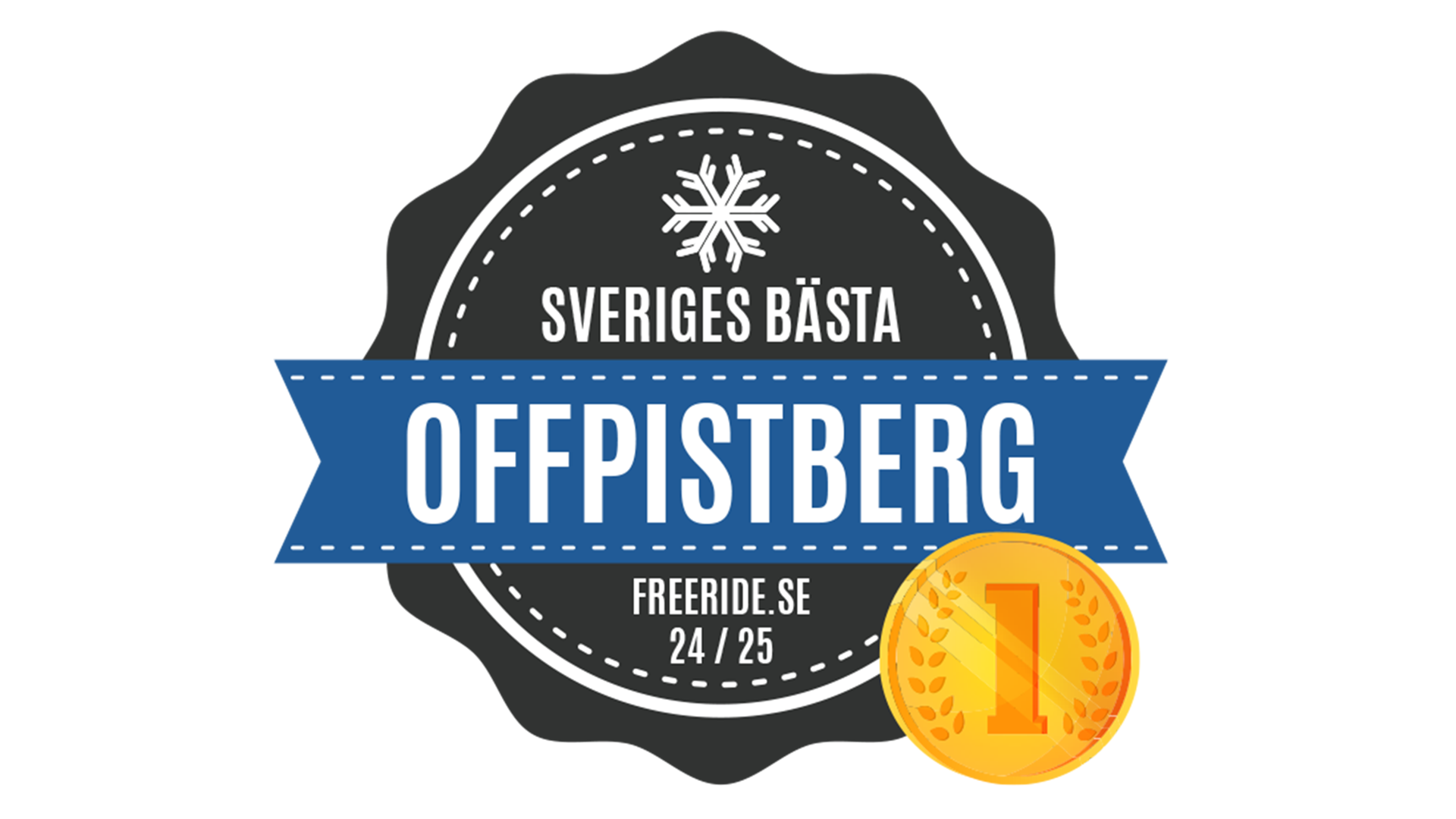 Utmärkelse för bästa offpistberg i Sverige 2024/2025 från Freeride.se med guldmedalj
