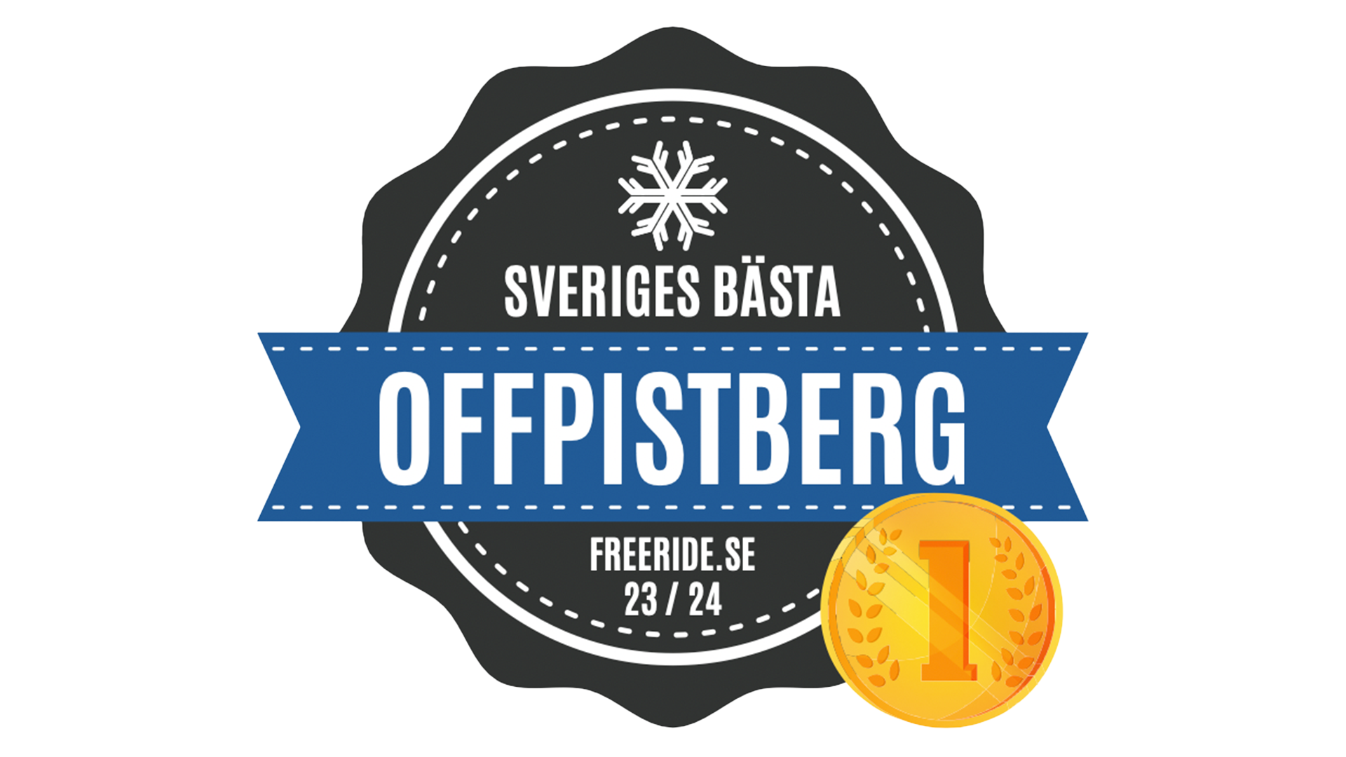 Utmärkelse för bästa offpistberg i Sverige 2023/2024 från Freeride.se med guldmedalj
