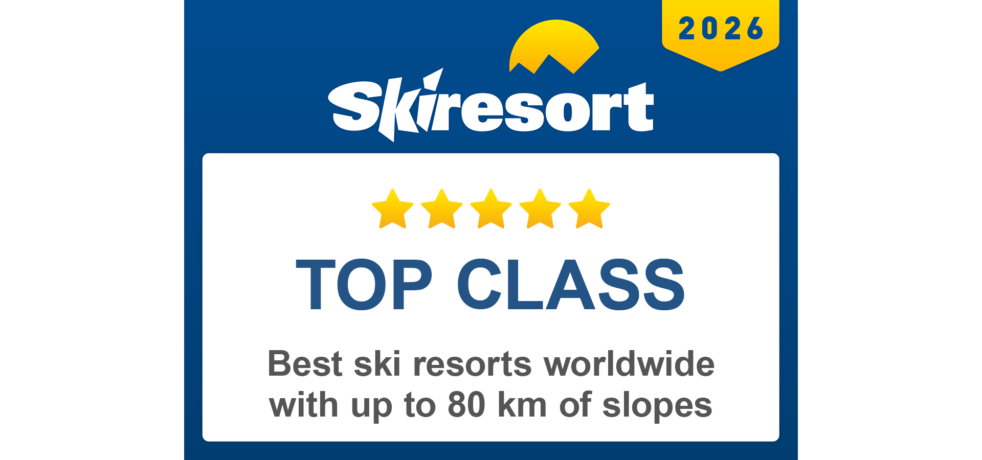 Skiresort.info-toppklassemerke 2026 med fem stjerner for verdensledende skianlegg med opptil 80 km løyper