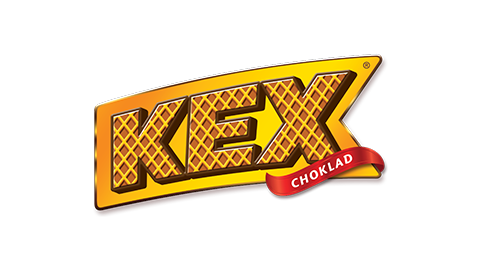 Kex Choklad logotyp i gult och rött med texten "Kex Choklad", populär svensk chokladkaka