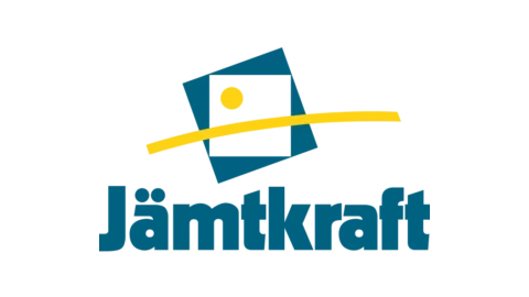 Logotyp för Jämtkraft i blått och gult