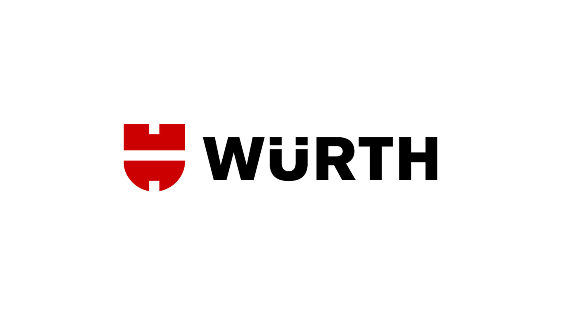 Würth-logo med rød skjold og svart tekst på hvit bakgrunn